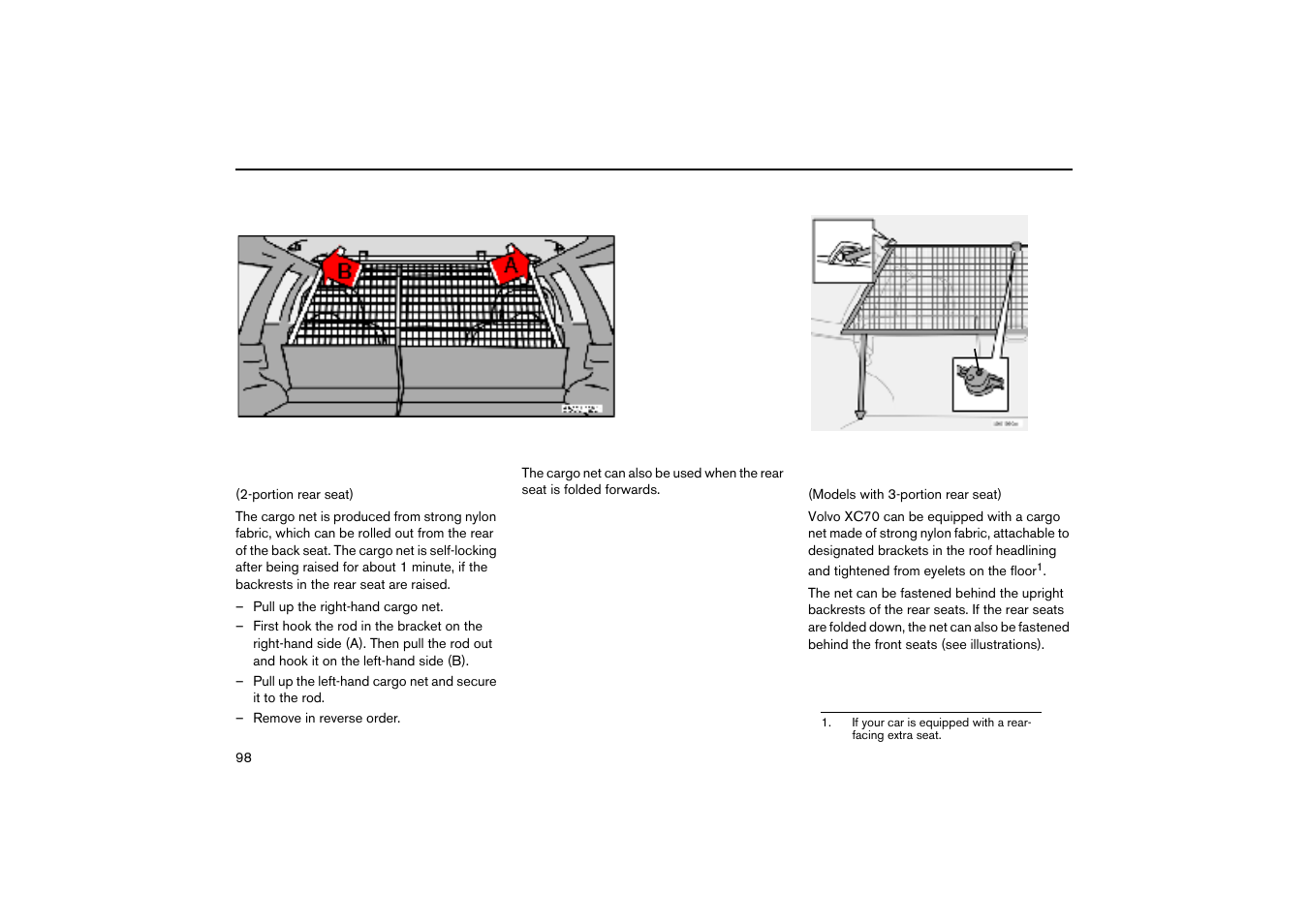 Nylon cargo net v70 | Volvo V70R User Manual | Page 99 / 254