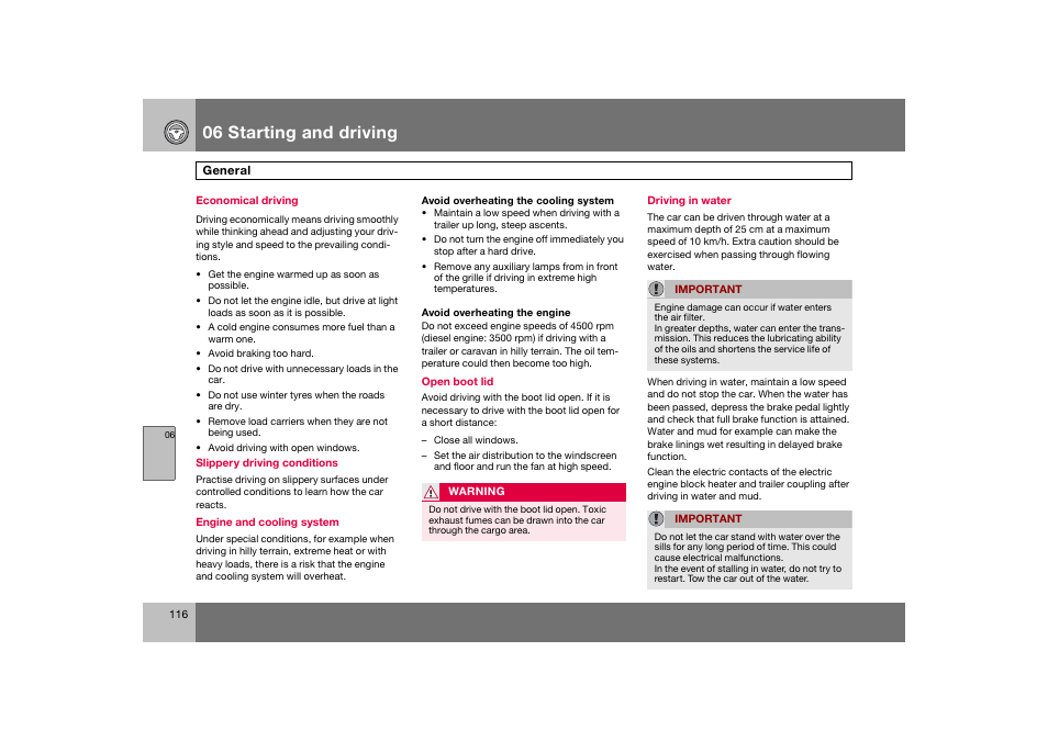 En_c70-w720_116.eps, 06 starting and driving | Volvo 2008 C70 User Manual | Page 117 / 257