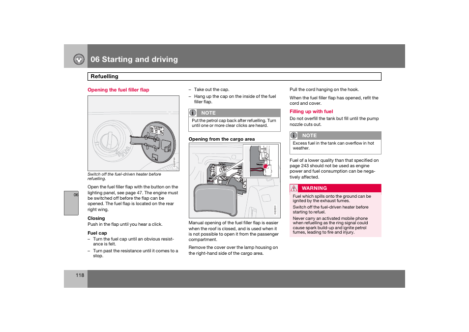 En_c70-w720_118.eps, 06 starting and driving | Volvo 2008 C70 User Manual | Page 119 / 257