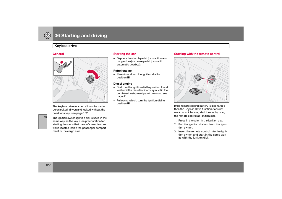 En_c70-w720_122.eps, 06 starting and driving | Volvo 2008 C70 User Manual | Page 123 / 257