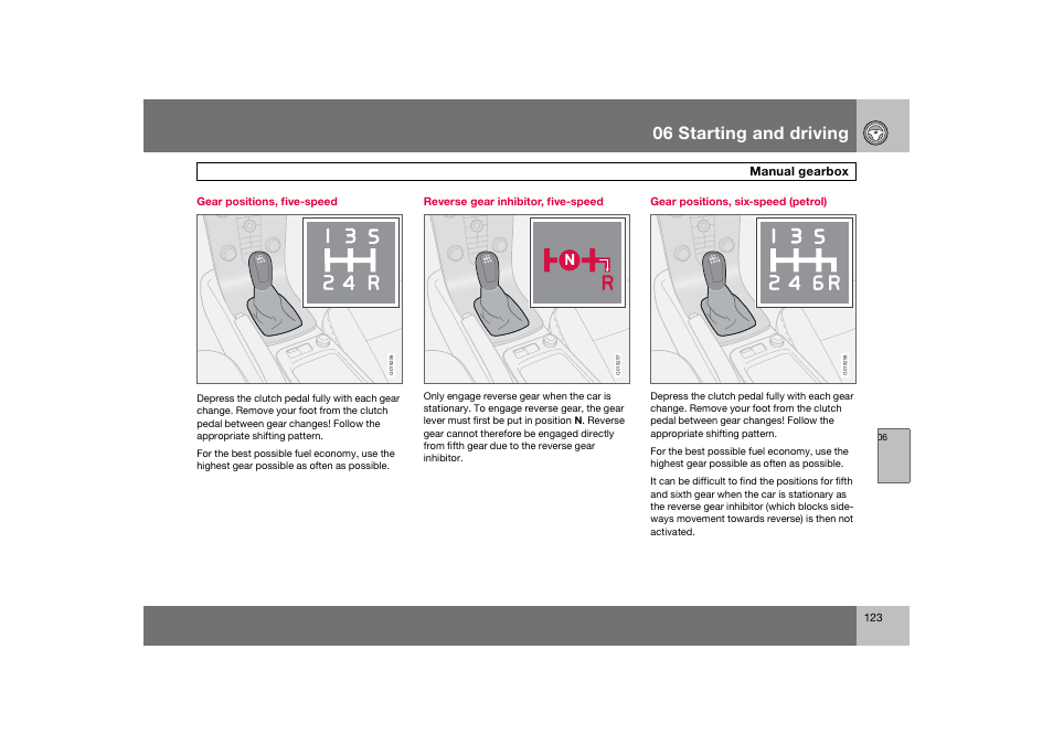 En_c70-w720_123.eps, 06 starting and driving | Volvo 2008 C70 User Manual | Page 124 / 257