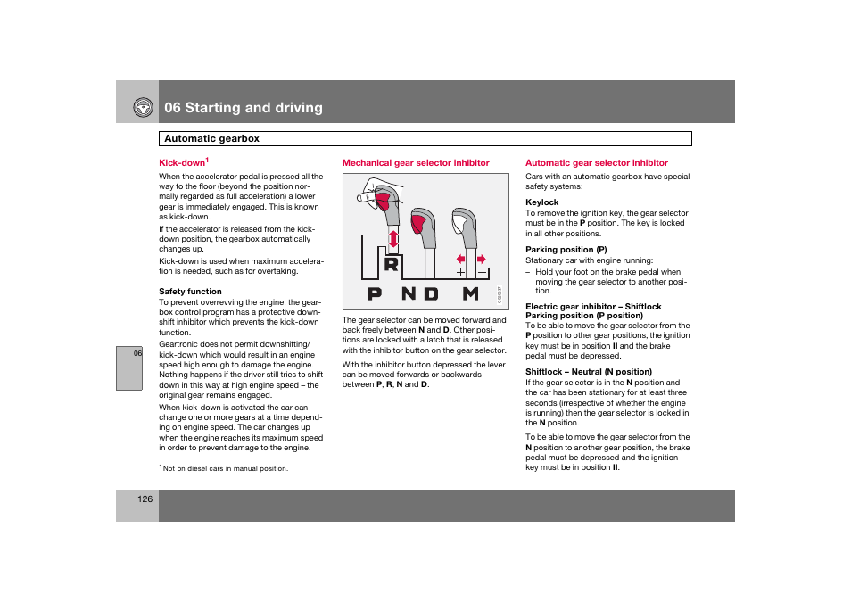 En_c70-w720_126.eps, 06 starting and driving | Volvo 2008 C70 User Manual | Page 127 / 257