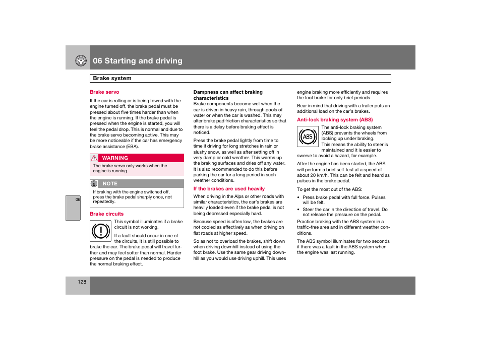 En_c70-w720_128.eps, 06 starting and driving | Volvo 2008 C70 User Manual | Page 129 / 257