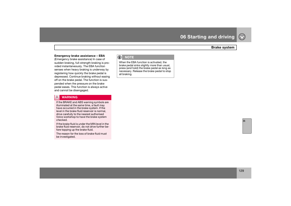 En_c70-w720_129.eps, 06 starting and driving | Volvo 2008 C70 User Manual | Page 130 / 257