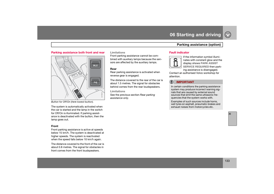 En_c70-w720_133.eps, 06 starting and driving | Volvo 2008 C70 User Manual | Page 134 / 257