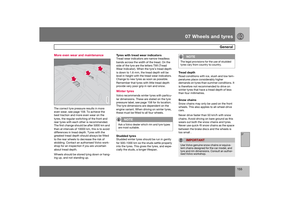 En_c70-w720_155.eps, 07 wheels and tyres | Volvo 2008 C70 User Manual | Page 156 / 257