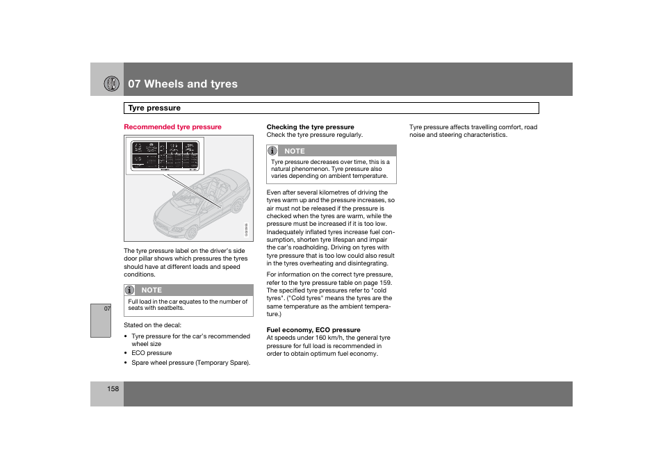 En_c70-w720_158.eps, 07 wheels and tyres | Volvo 2008 C70 User Manual | Page 159 / 257