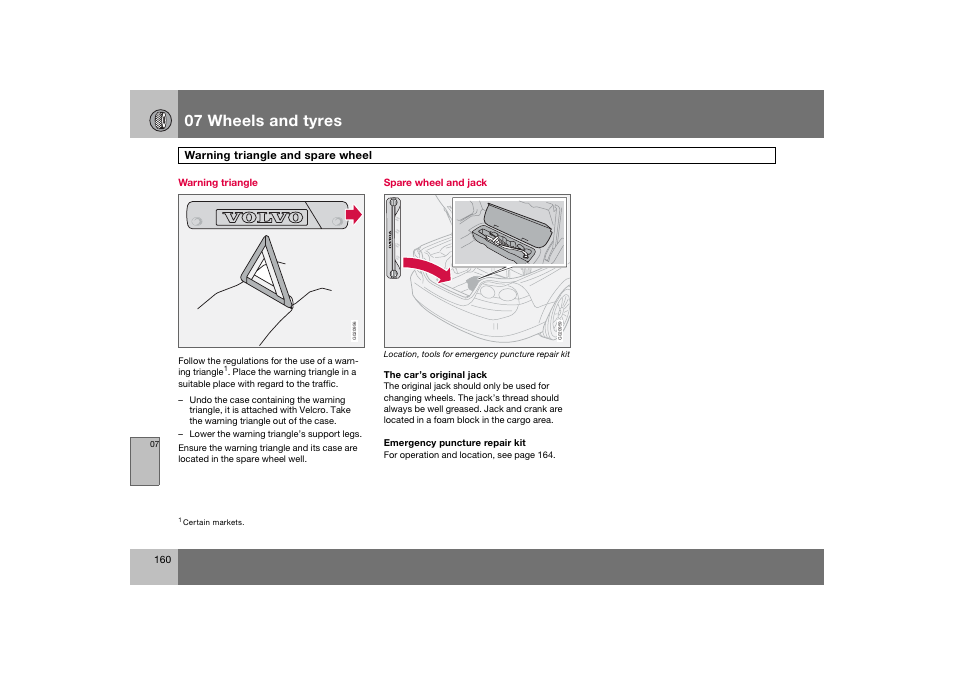 En_c70-w720_160.eps, 07 wheels and tyres | Volvo 2008 C70 User Manual | Page 161 / 257