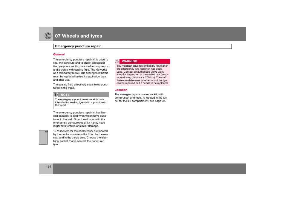 En_c70-w720_164.eps, 07 wheels and tyres | Volvo 2008 C70 User Manual | Page 165 / 257