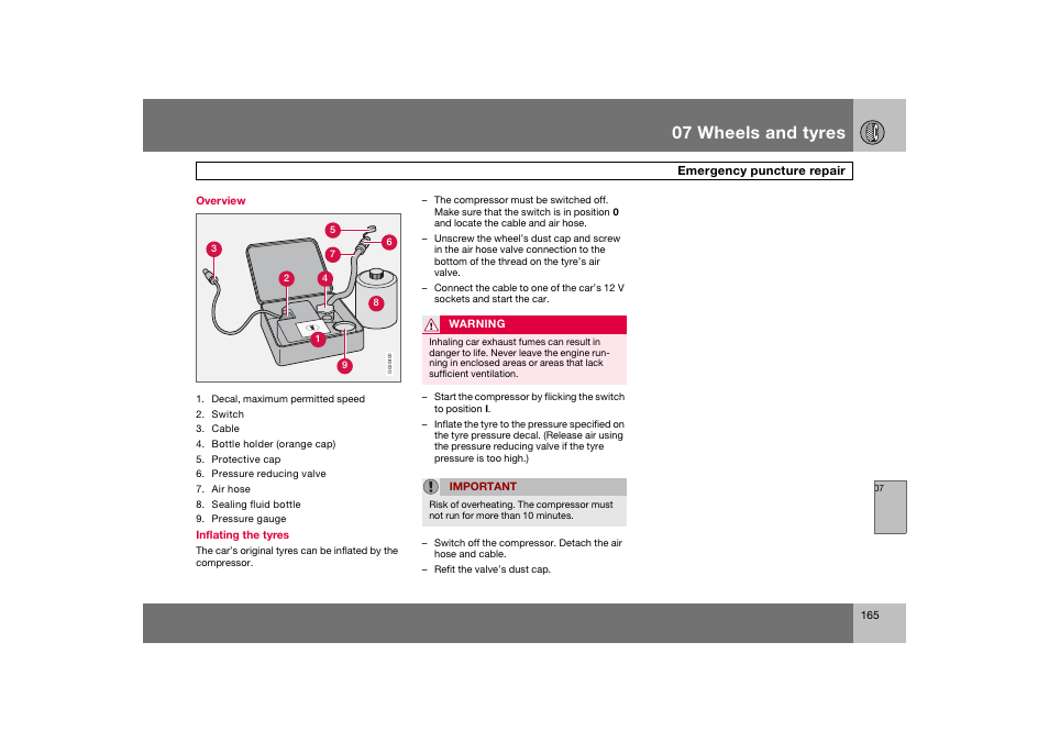 En_c70-w720_165.eps, 07 wheels and tyres | Volvo 2008 C70 User Manual | Page 166 / 257