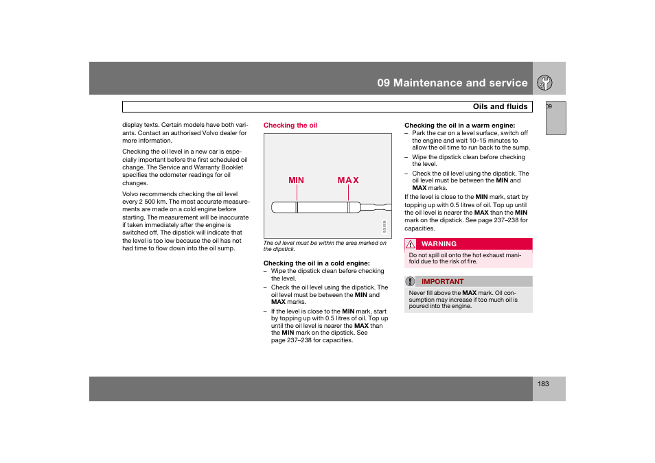 En_c70-w720_183.eps, 09 maintenance and service | Volvo 2008 C70 User Manual | Page 184 / 257