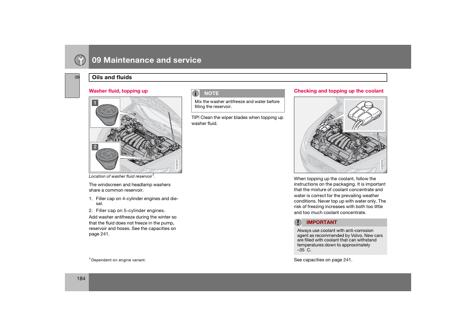 En_c70-w720_184.eps, 09 maintenance and service | Volvo 2008 C70 User Manual | Page 185 / 257