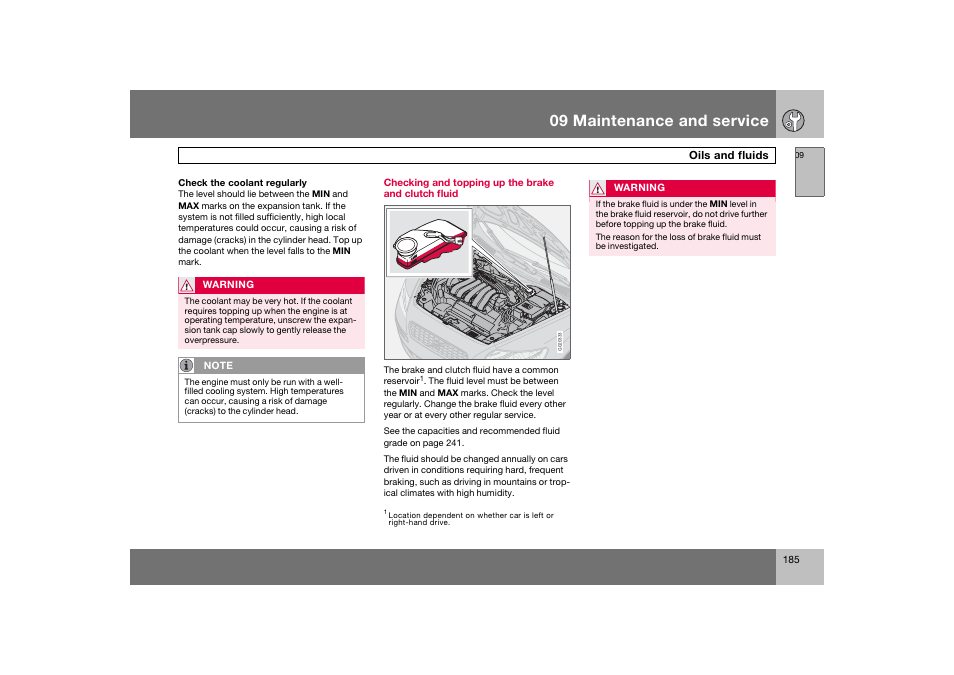 En_c70-w720_185.eps, 09 maintenance and service | Volvo 2008 C70 User Manual | Page 186 / 257