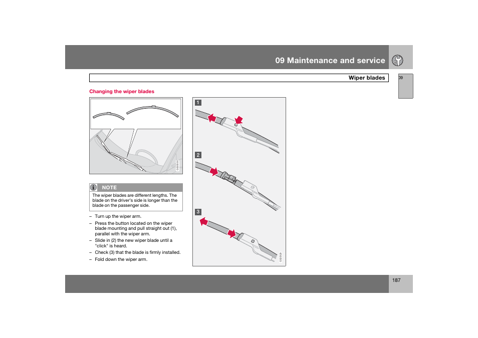 En_c70-w720_187.eps, 09 maintenance and service | Volvo 2008 C70 User Manual | Page 188 / 257