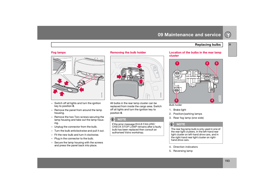 En_c70-w720_193.eps, 09 maintenance and service | Volvo 2008 C70 User Manual | Page 194 / 257