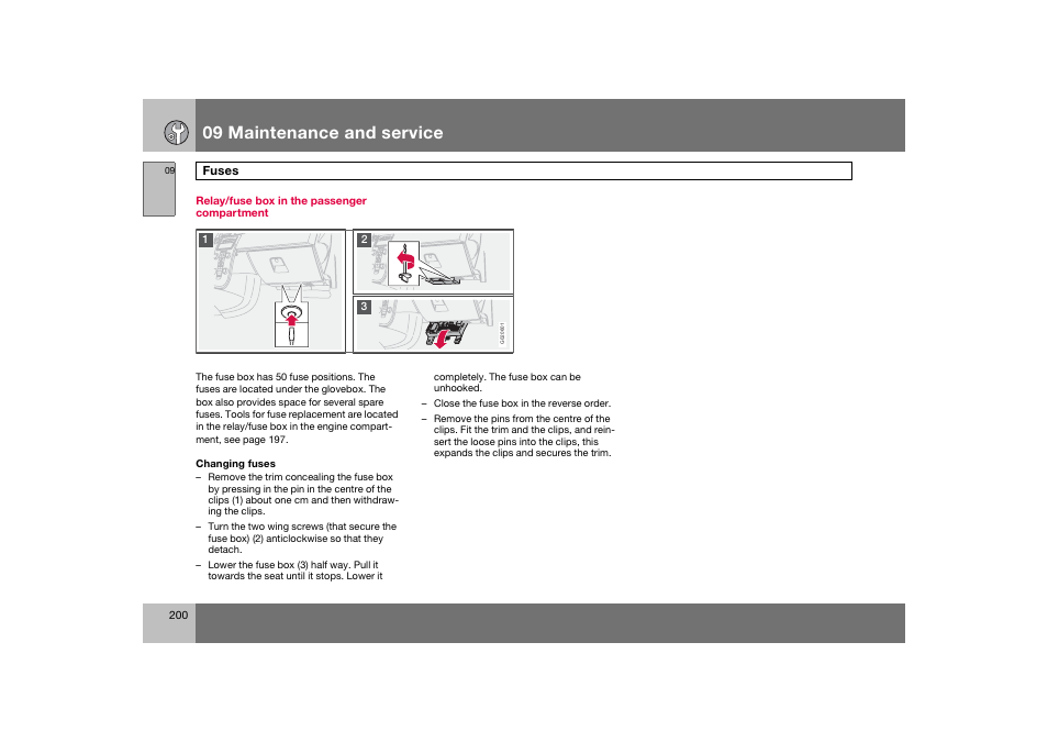 En_c70-w720_200.eps, 09 maintenance and service | Volvo 2008 C70 User Manual | Page 201 / 257