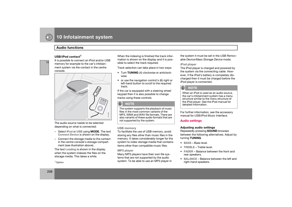 En_c70-w720_208.eps, 10 infotainment system | Volvo 2008 C70 User Manual | Page 209 / 257