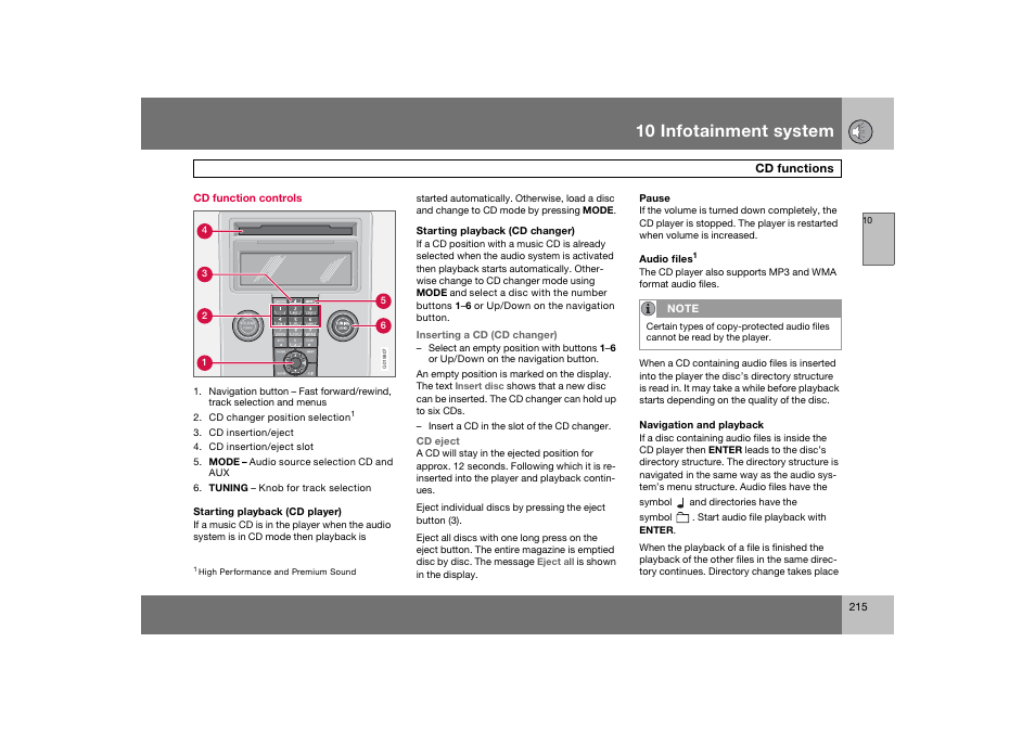 En_c70-w720_215.eps, 10 infotainment system | Volvo 2008 C70 User Manual | Page 216 / 257