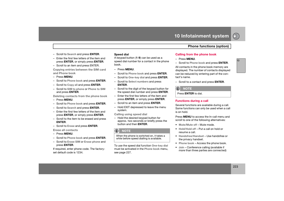 En_c70-w720_223.eps, 10 infotainment system | Volvo 2008 C70 User Manual | Page 224 / 257