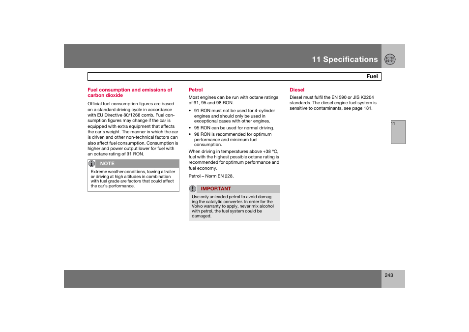 En_c70-w720_243.eps, 11 specifications | Volvo 2008 C70 User Manual | Page 244 / 257