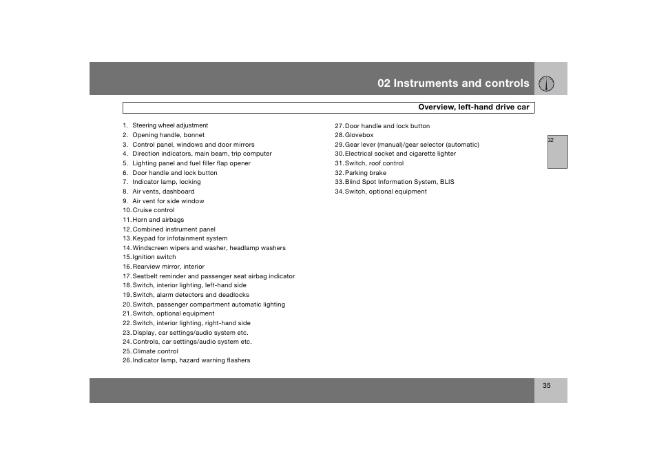 En_c70-w720_ 35.eps, 02 instruments and controls | Volvo 2008 C70 User Manual | Page 36 / 257