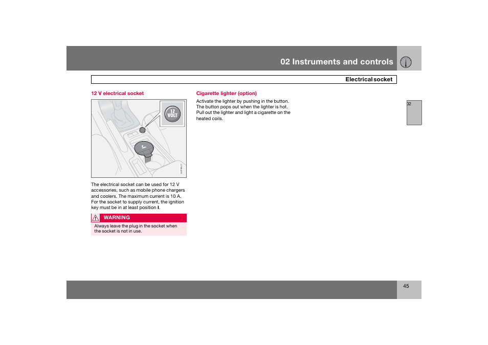 En_c70-w720_ 45.eps, 02 instruments and controls | Volvo 2008 C70 User Manual | Page 46 / 257