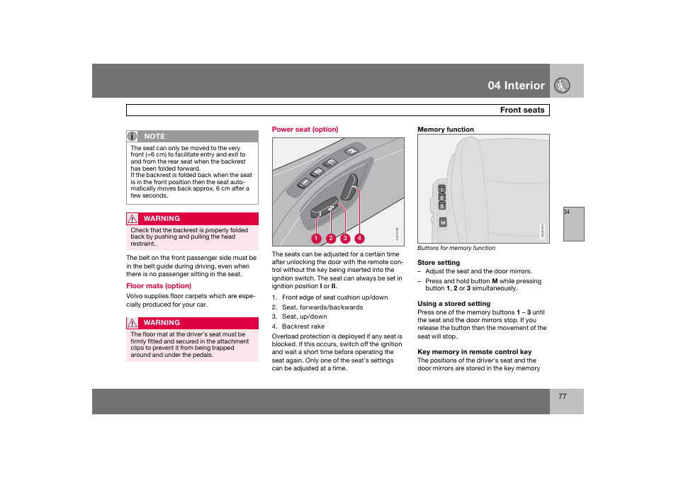 En_c70-w720_ 77.eps, 04 interior | Volvo 2008 C70 User Manual | Page 78 / 257