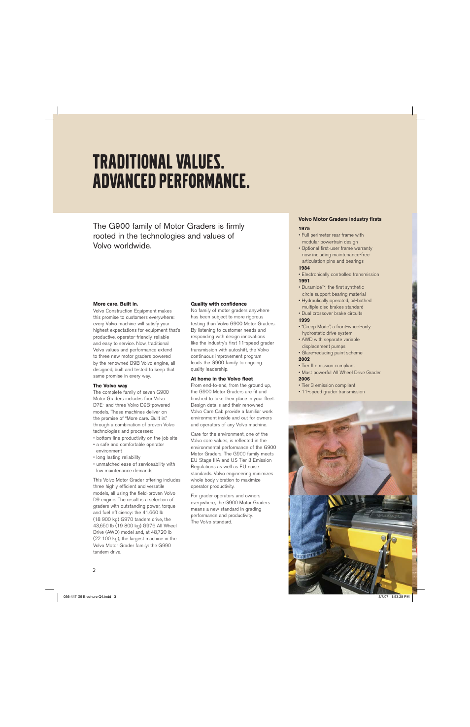 Traditional values. advanced performance | Volvo G970 User Manual | Page 2 / 24