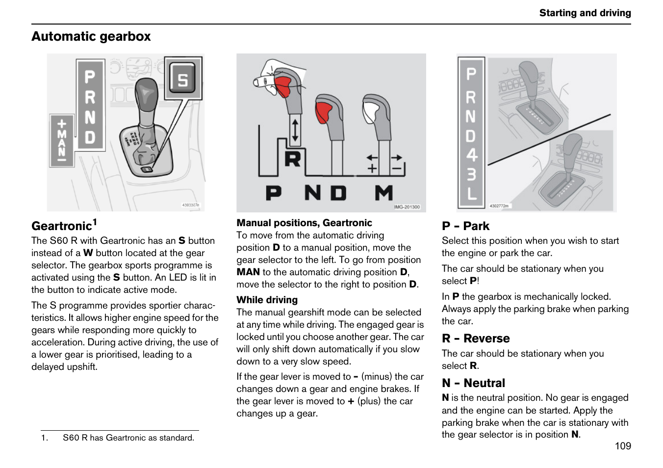 Automatic gearbox | Volvo S60R User Manual | Page 110 / 240