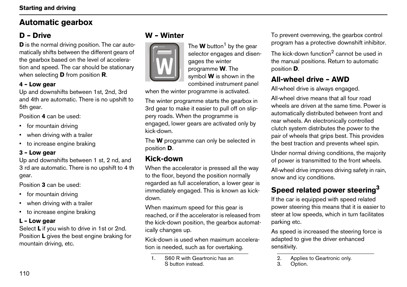 Automatic gearbox | Volvo S60R User Manual | Page 111 / 240