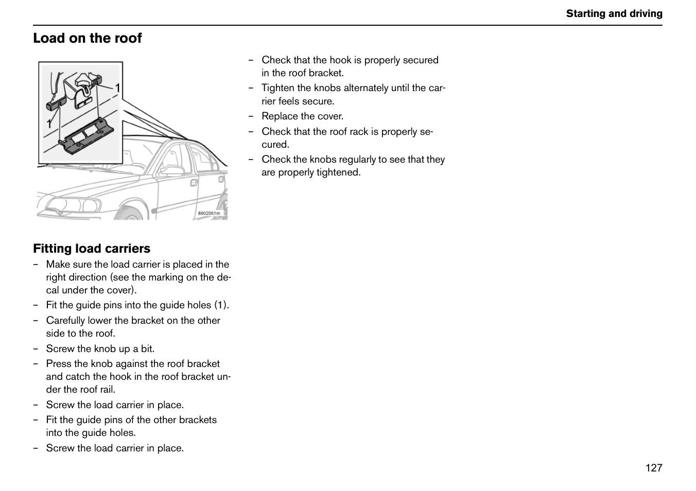 Load on the roof | Volvo S60R User Manual | Page 128 / 240