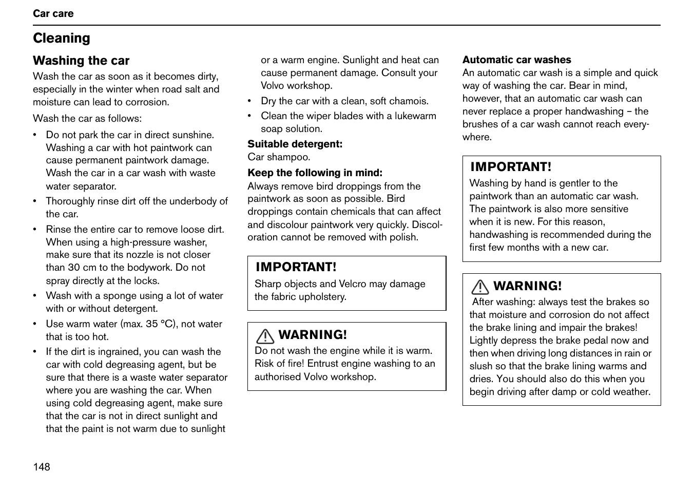 Cleaning | Volvo S60R User Manual | Page 149 / 240