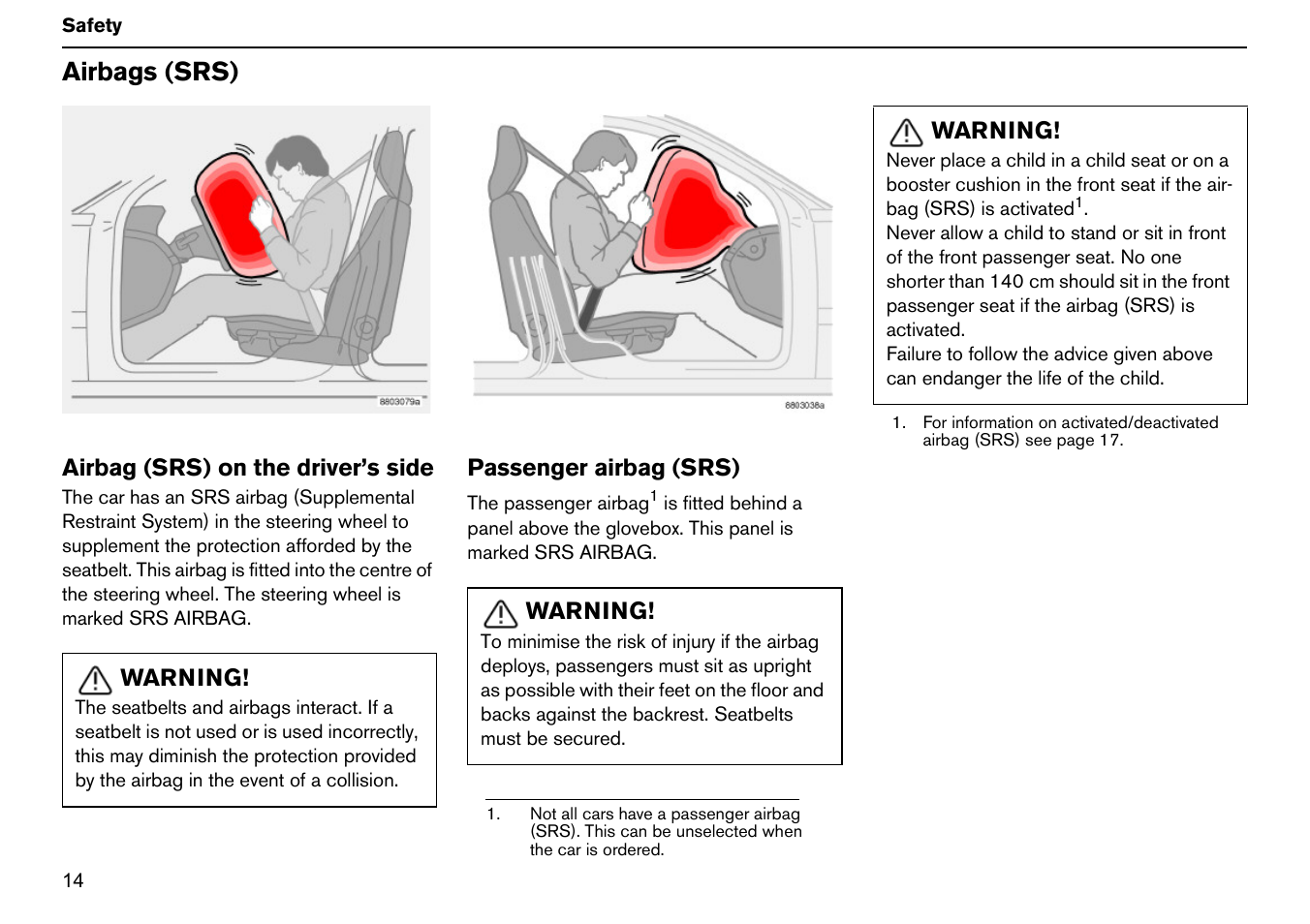 Airbags (srs) | Volvo S60R User Manual | Page 15 / 240