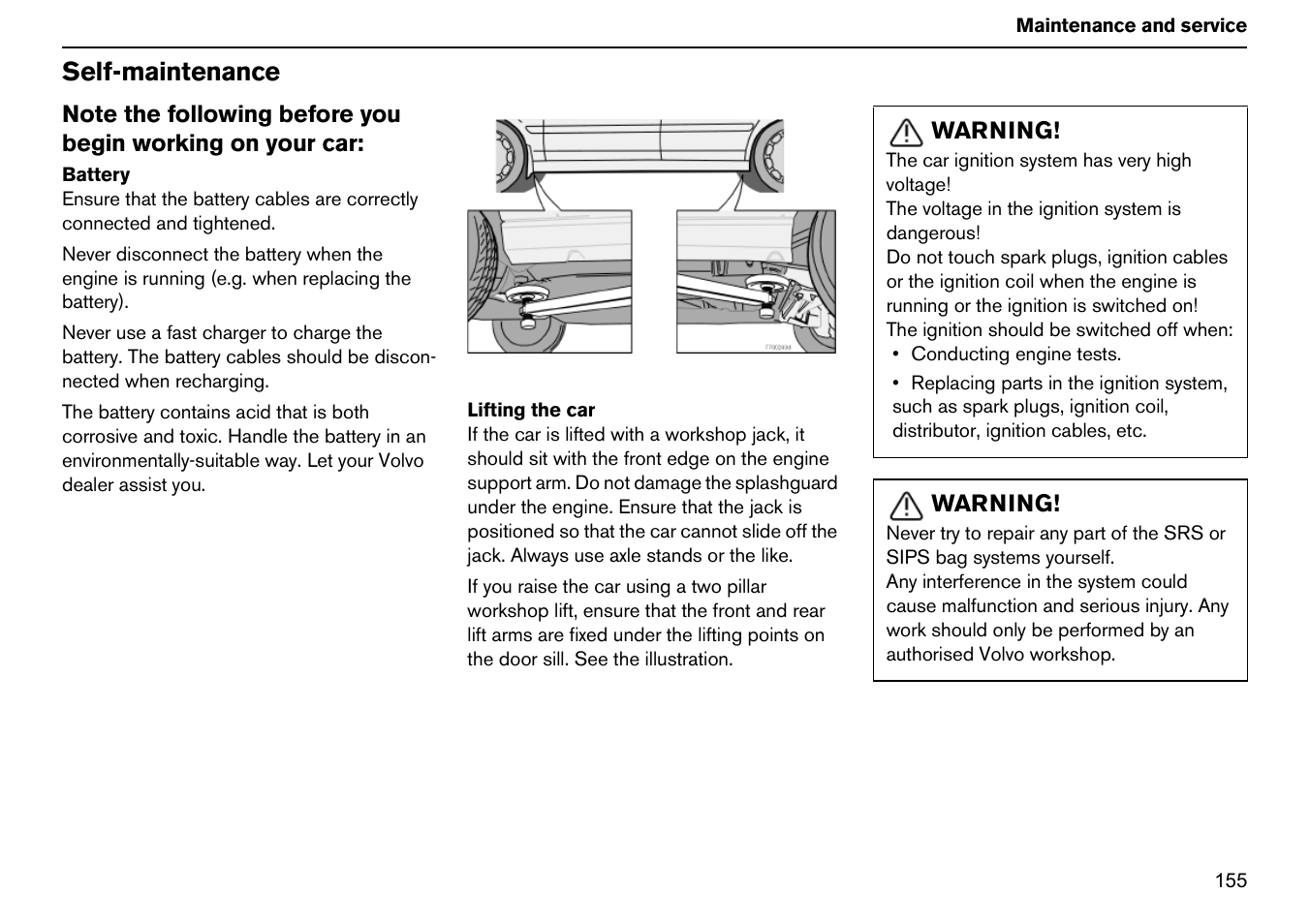 Self-maintenance | Volvo S60R User Manual | Page 156 / 240