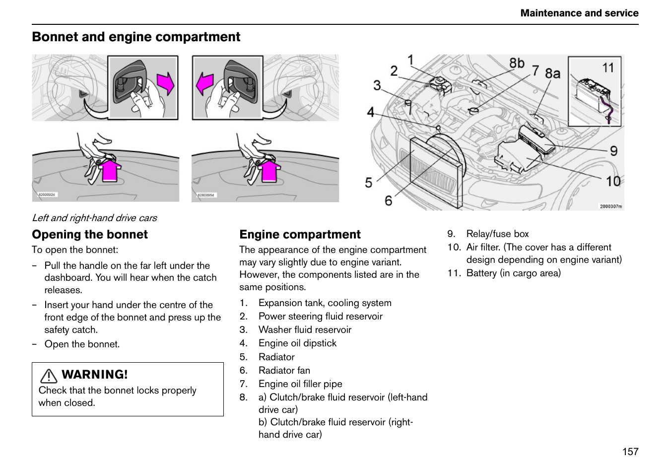 Bonnet and engine compartment | Volvo S60R User Manual | Page 158 / 240