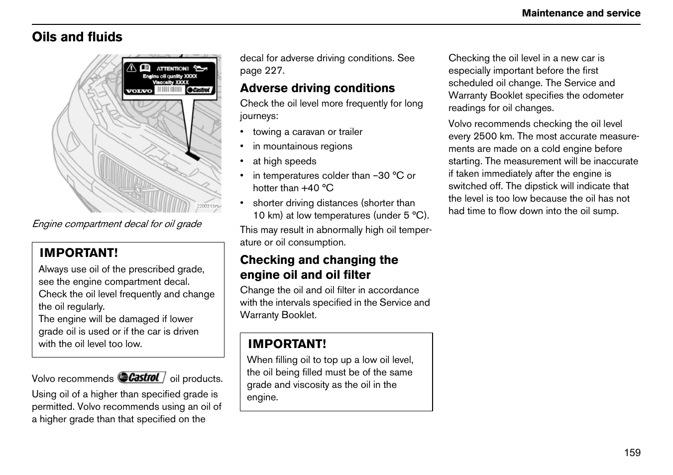 Oils and fluids | Volvo S60R User Manual | Page 160 / 240