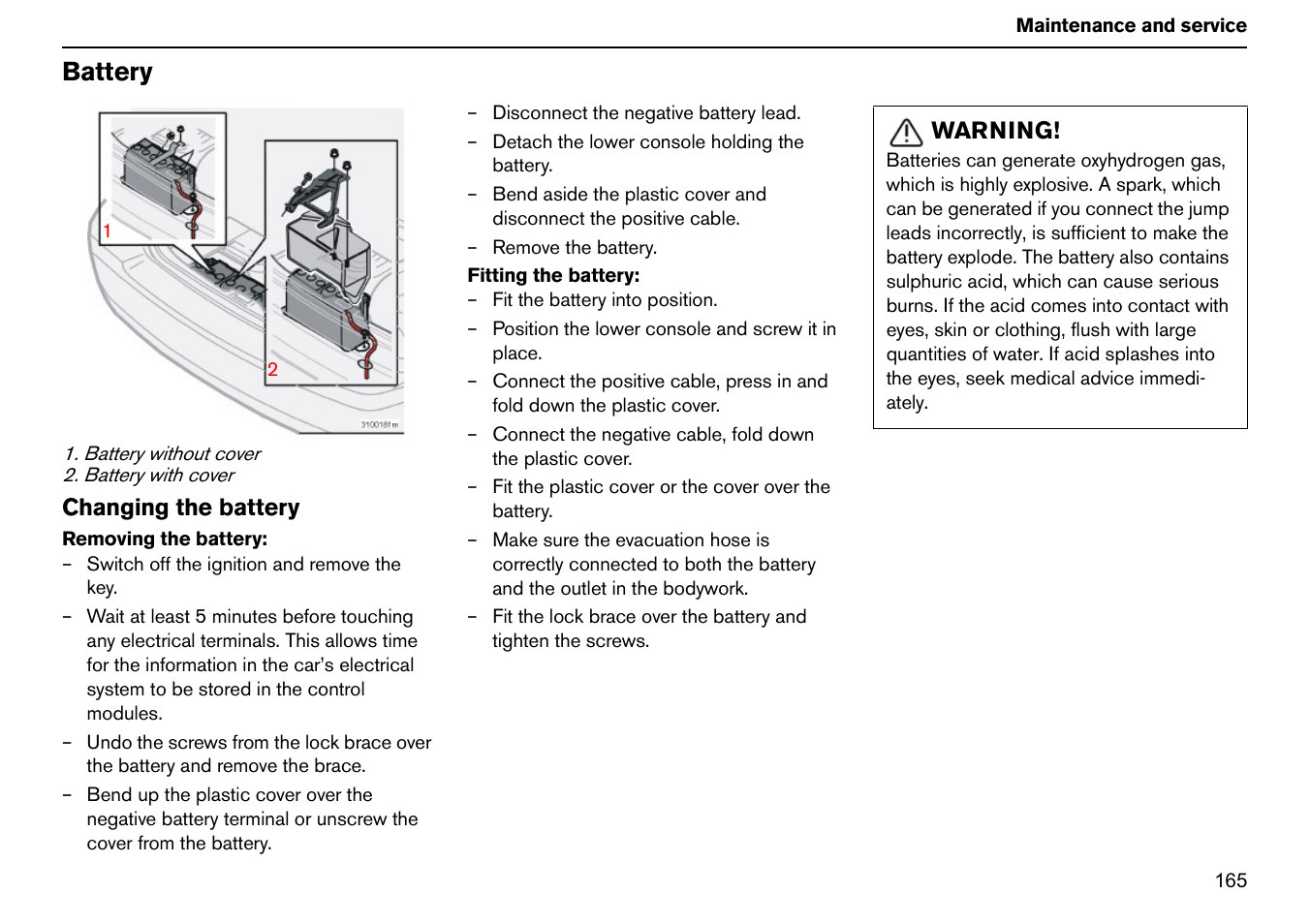 Battery | Volvo S60R User Manual | Page 166 / 240