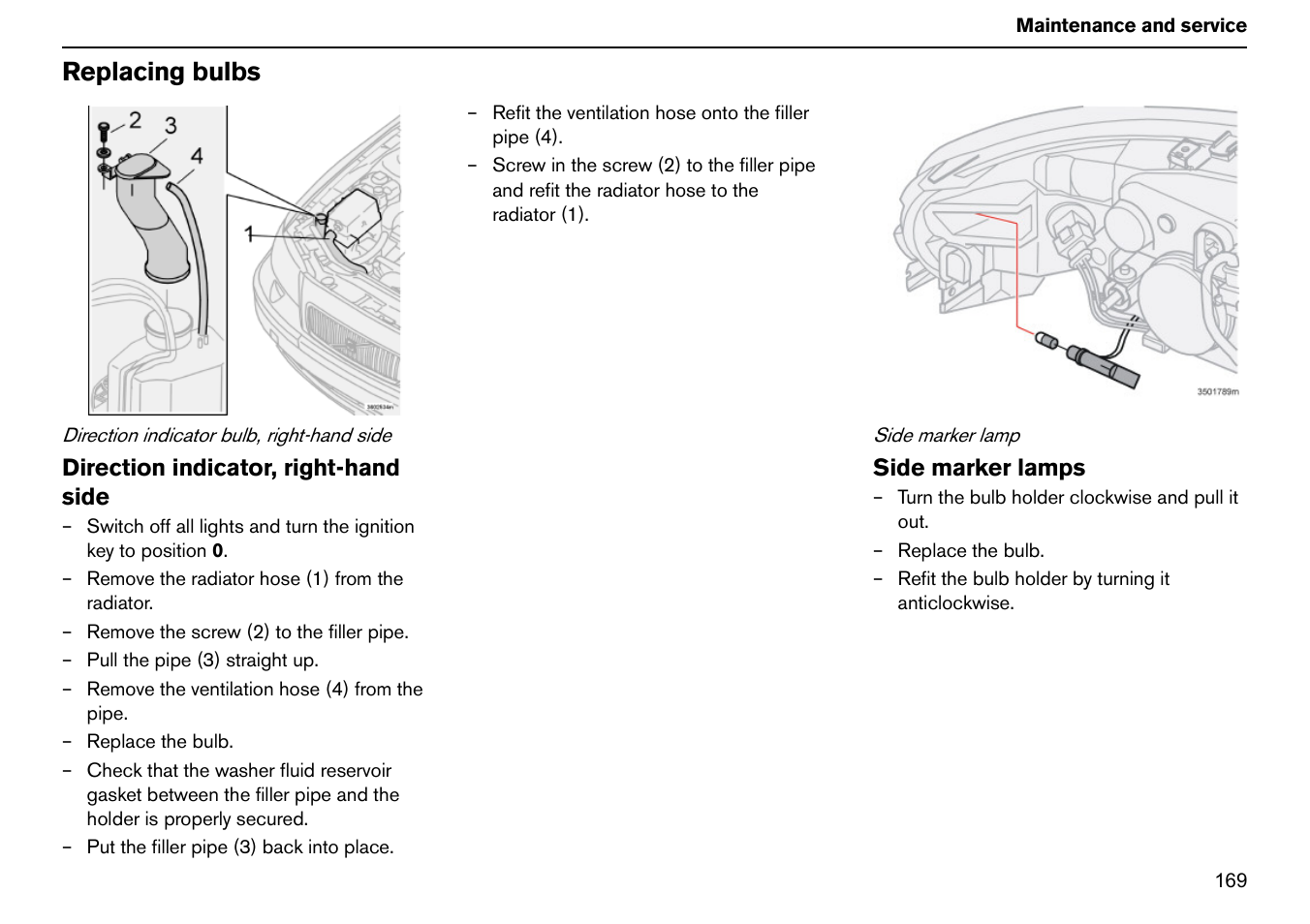 Replacing bulbs | Volvo S60R User Manual | Page 170 / 240