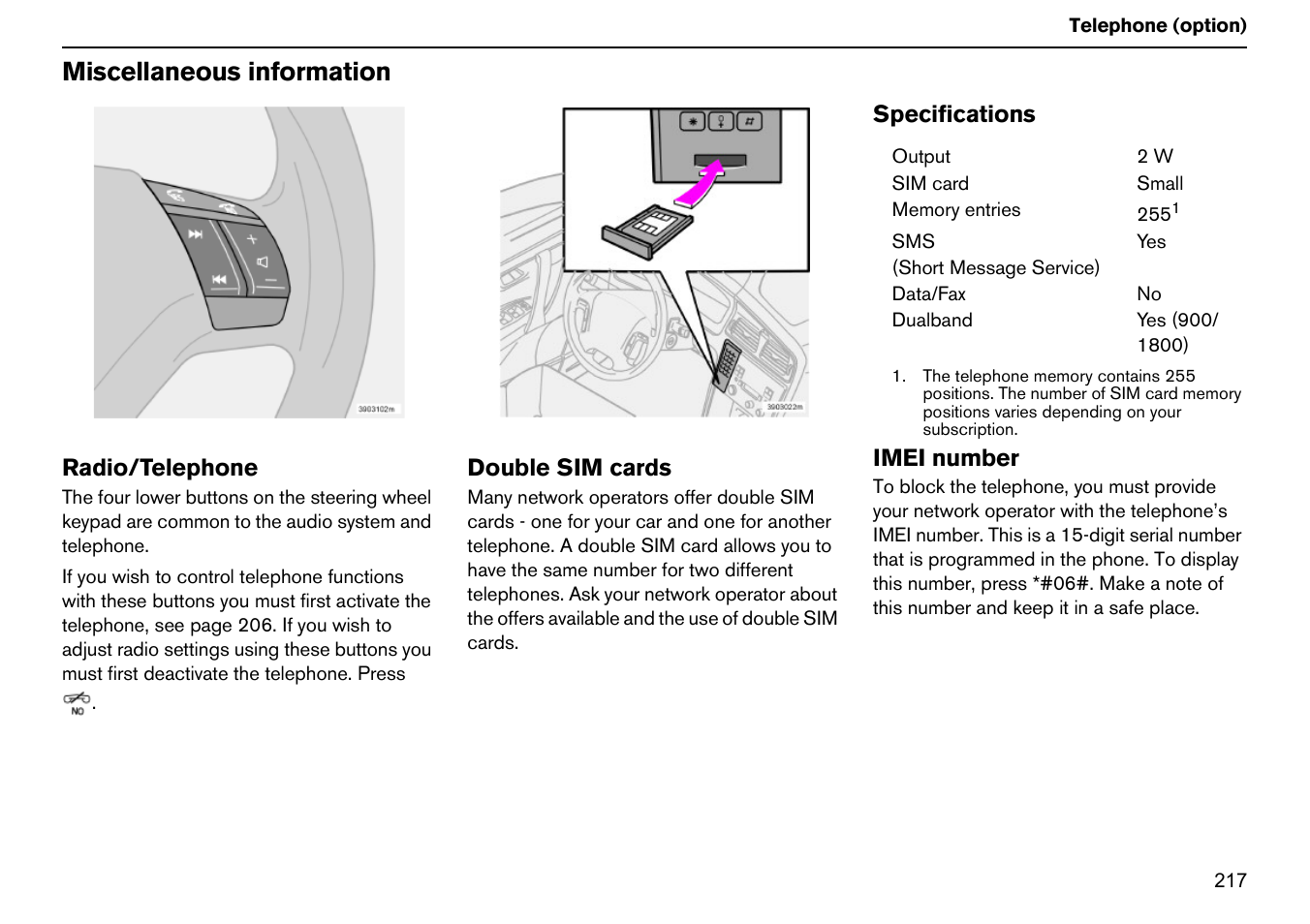 Miscellaneous information | Volvo S60R User Manual | Page 218 / 240