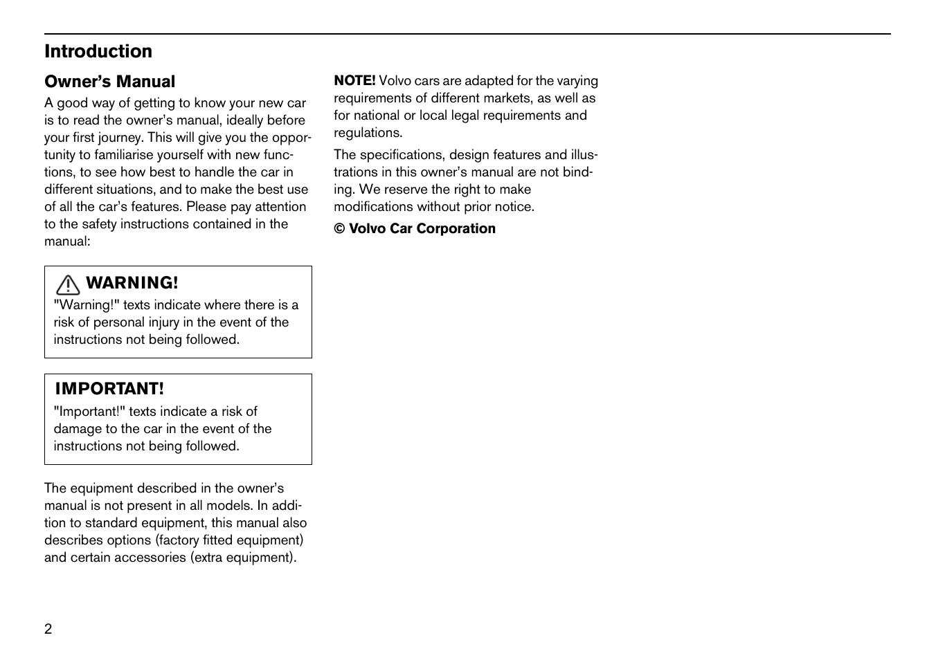 Introduction | Volvo S60R User Manual | Page 3 / 240