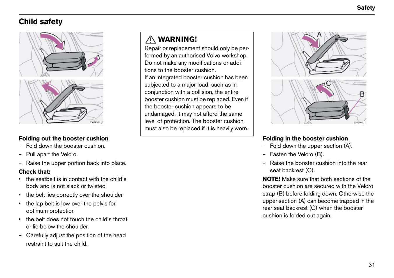 Child safety | Volvo S60R User Manual | Page 32 / 240