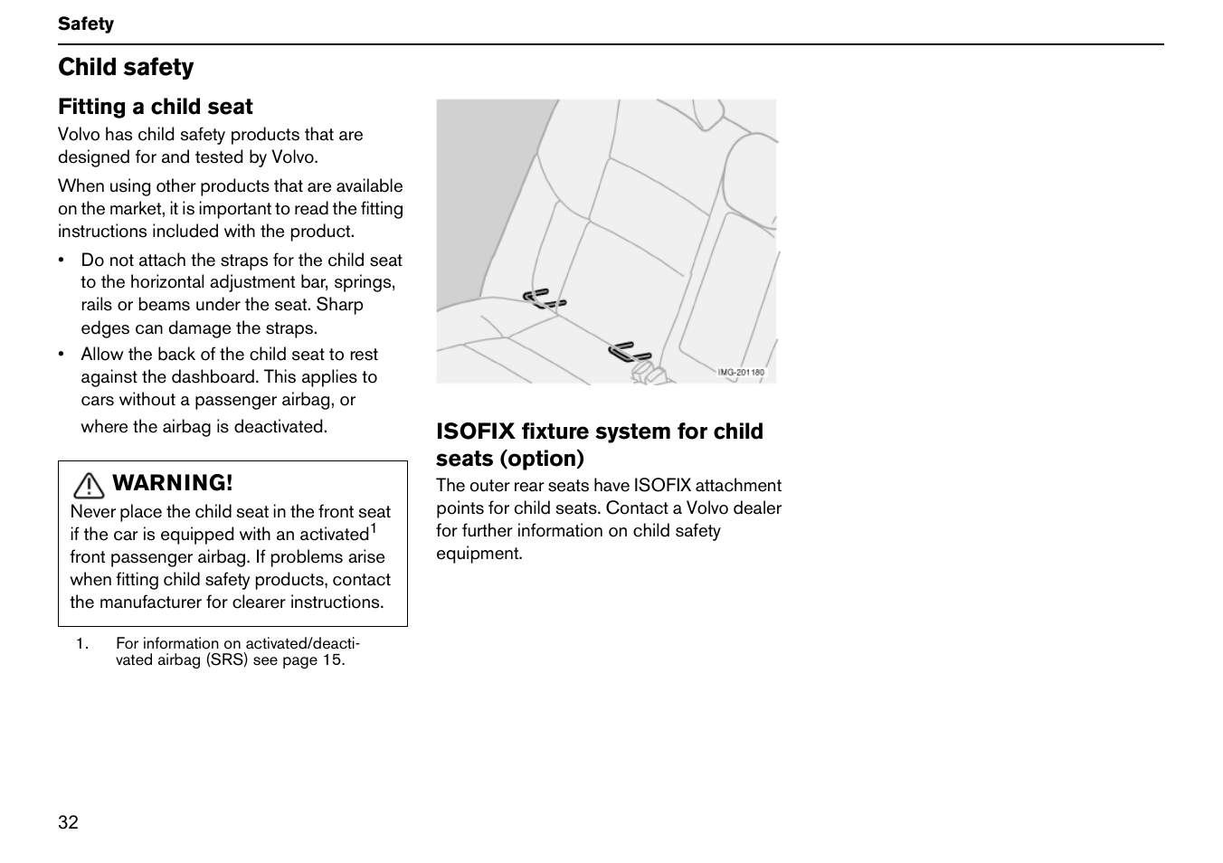 Child safety | Volvo S60R User Manual | Page 33 / 240