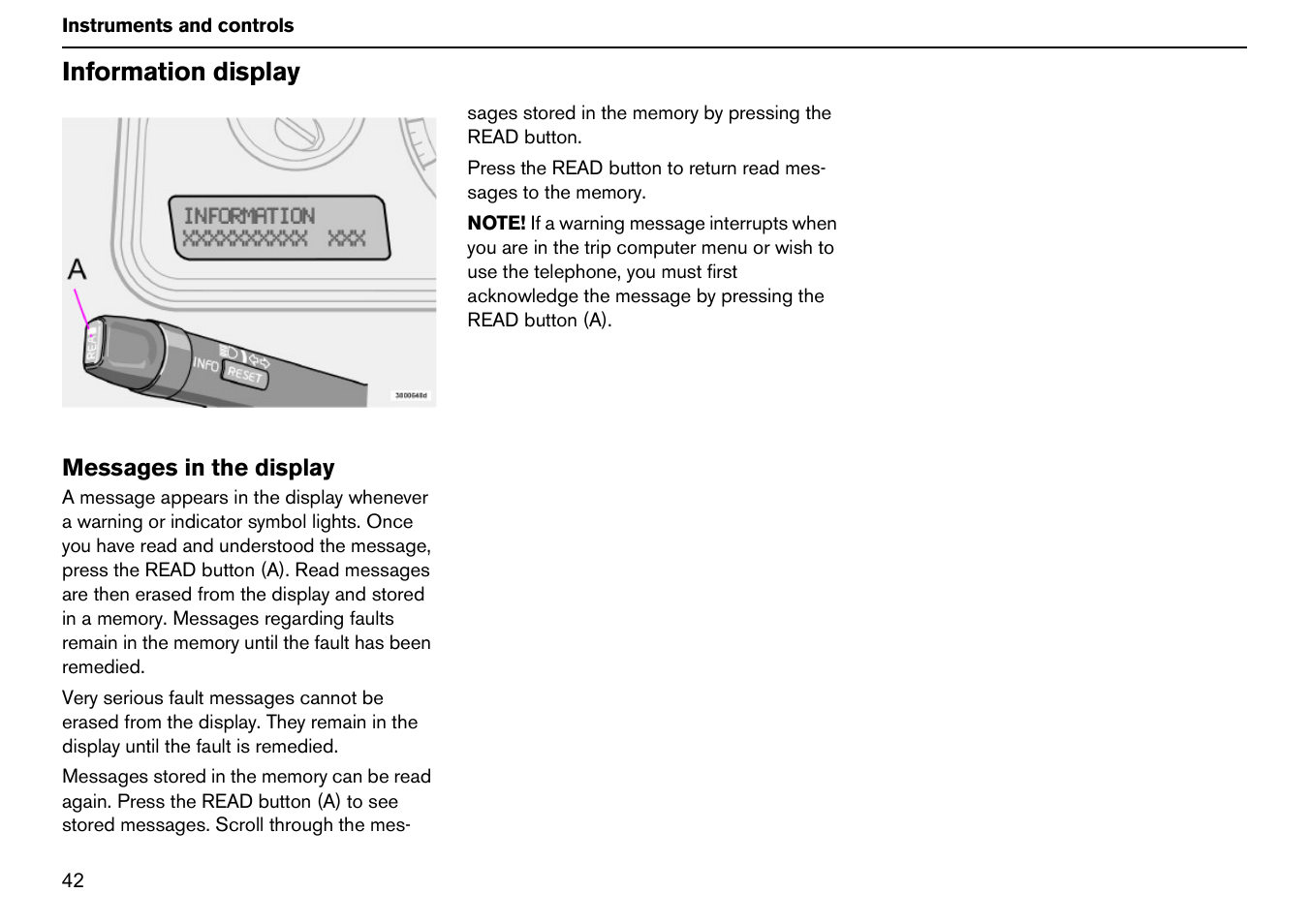 Information display | Volvo S60R User Manual | Page 43 / 240