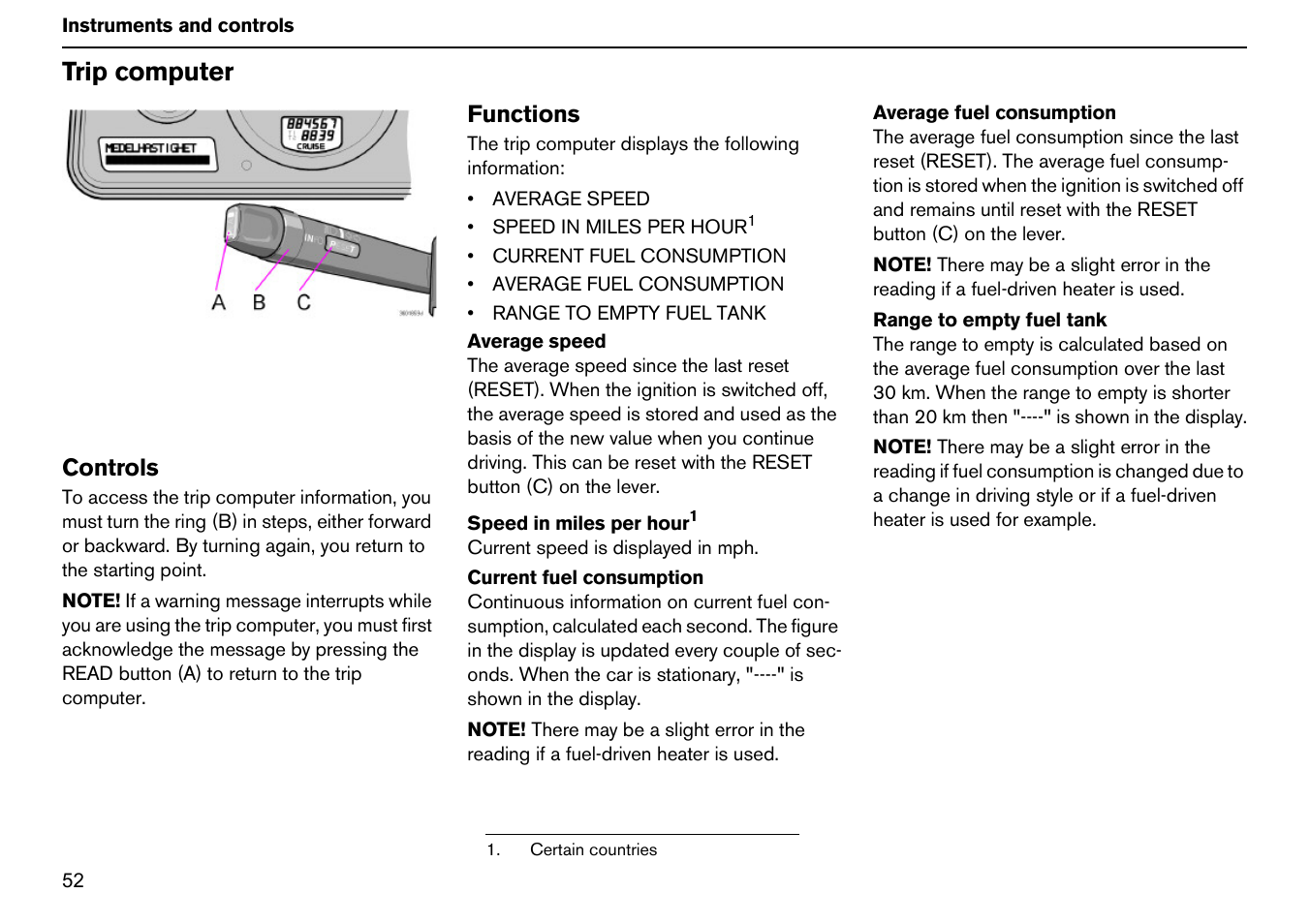 Trip computer | Volvo S60R User Manual | Page 53 / 240