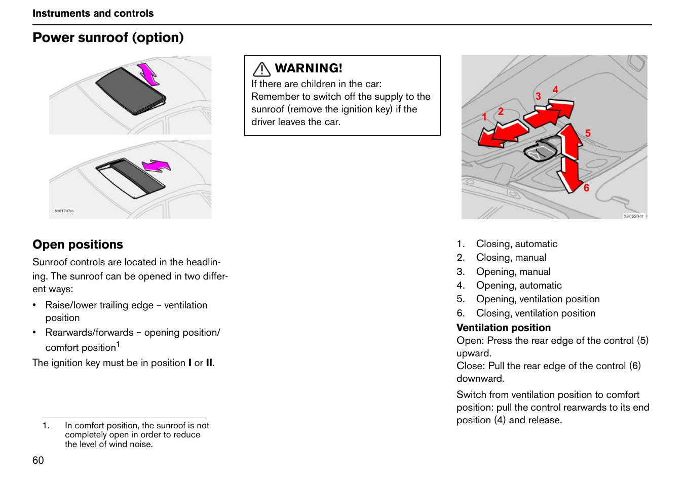 Power sunroof (option) | Volvo S60R User Manual | Page 61 / 240