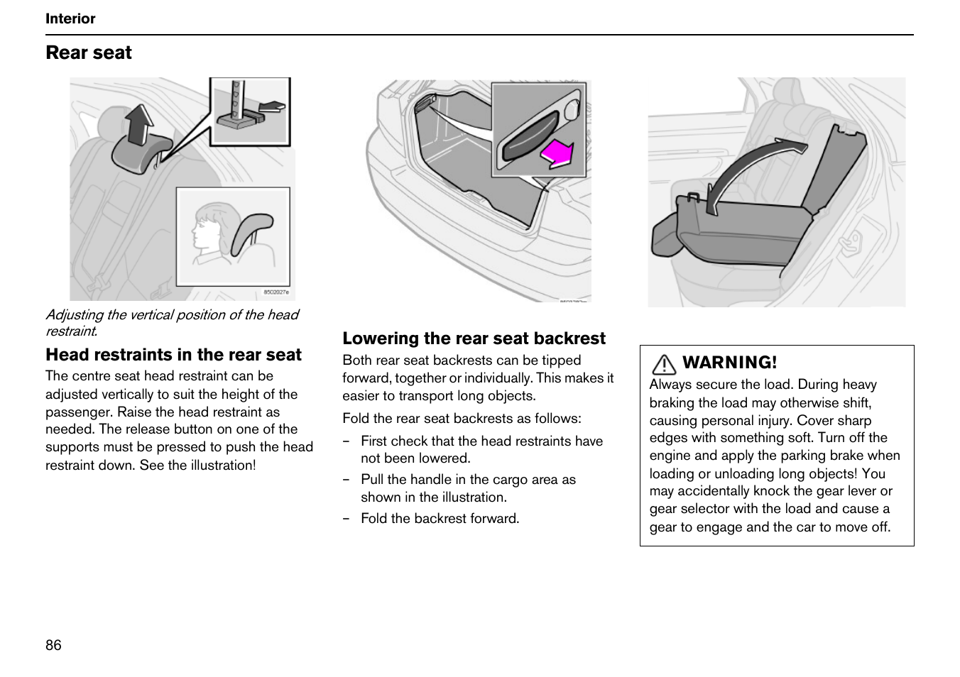 Rear seat | Volvo S60R User Manual | Page 87 / 240