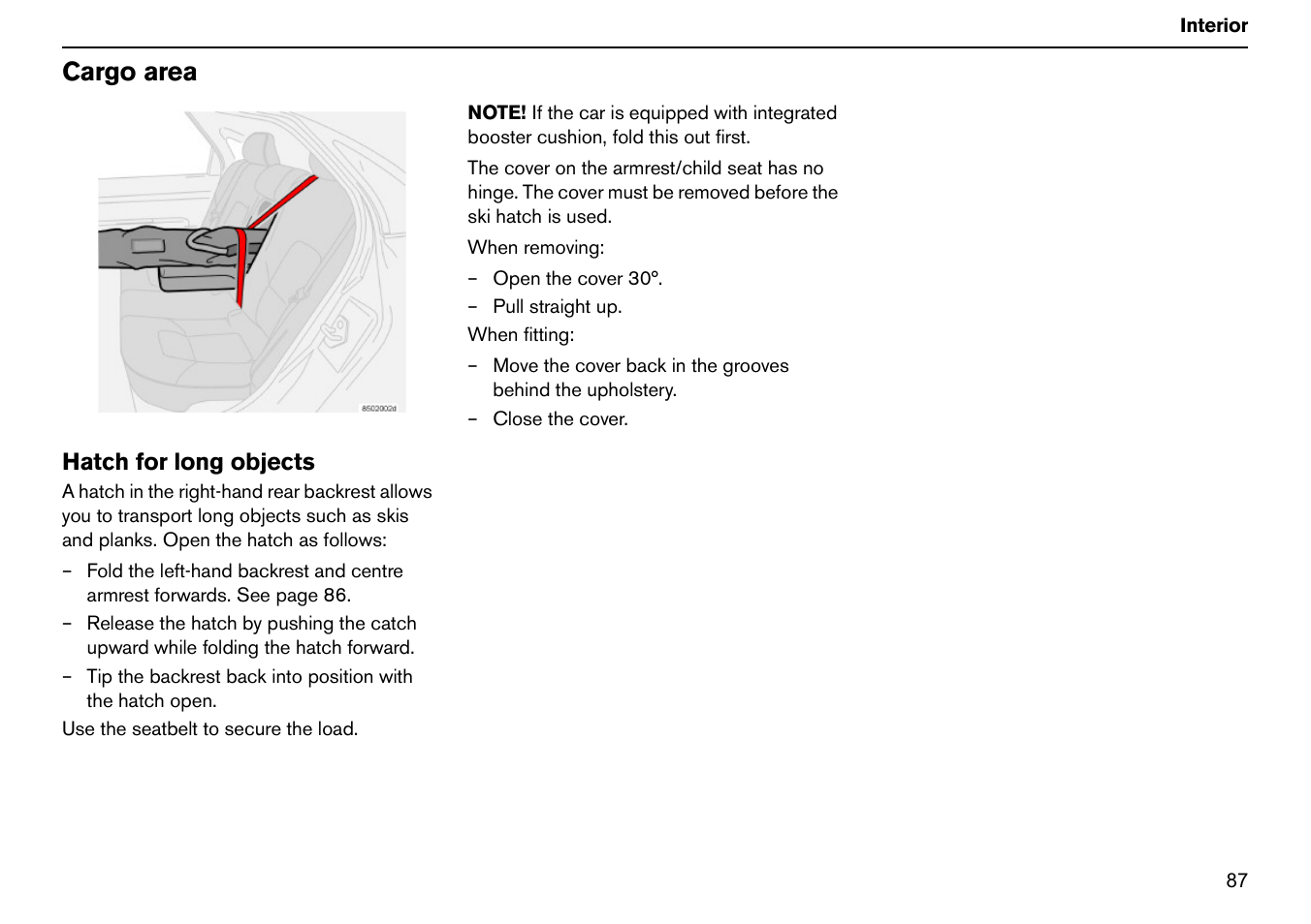 Cargo area | Volvo S60R User Manual | Page 88 / 240