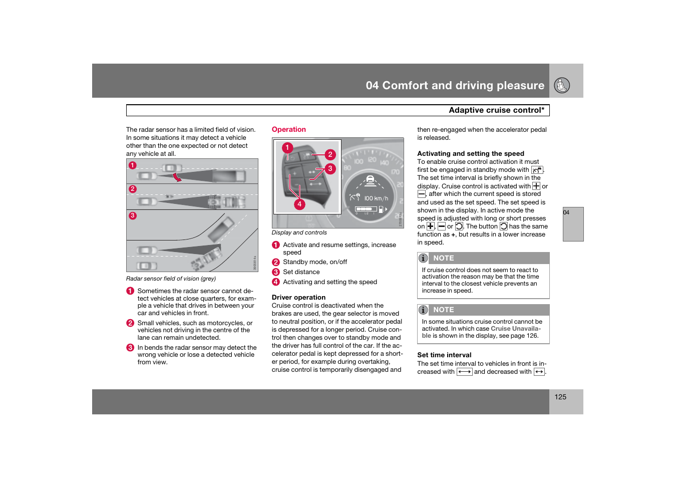 Operation, 04 comfort and driving pleasure | Volvo 2007 S80 User Manual | Page 126 / 234