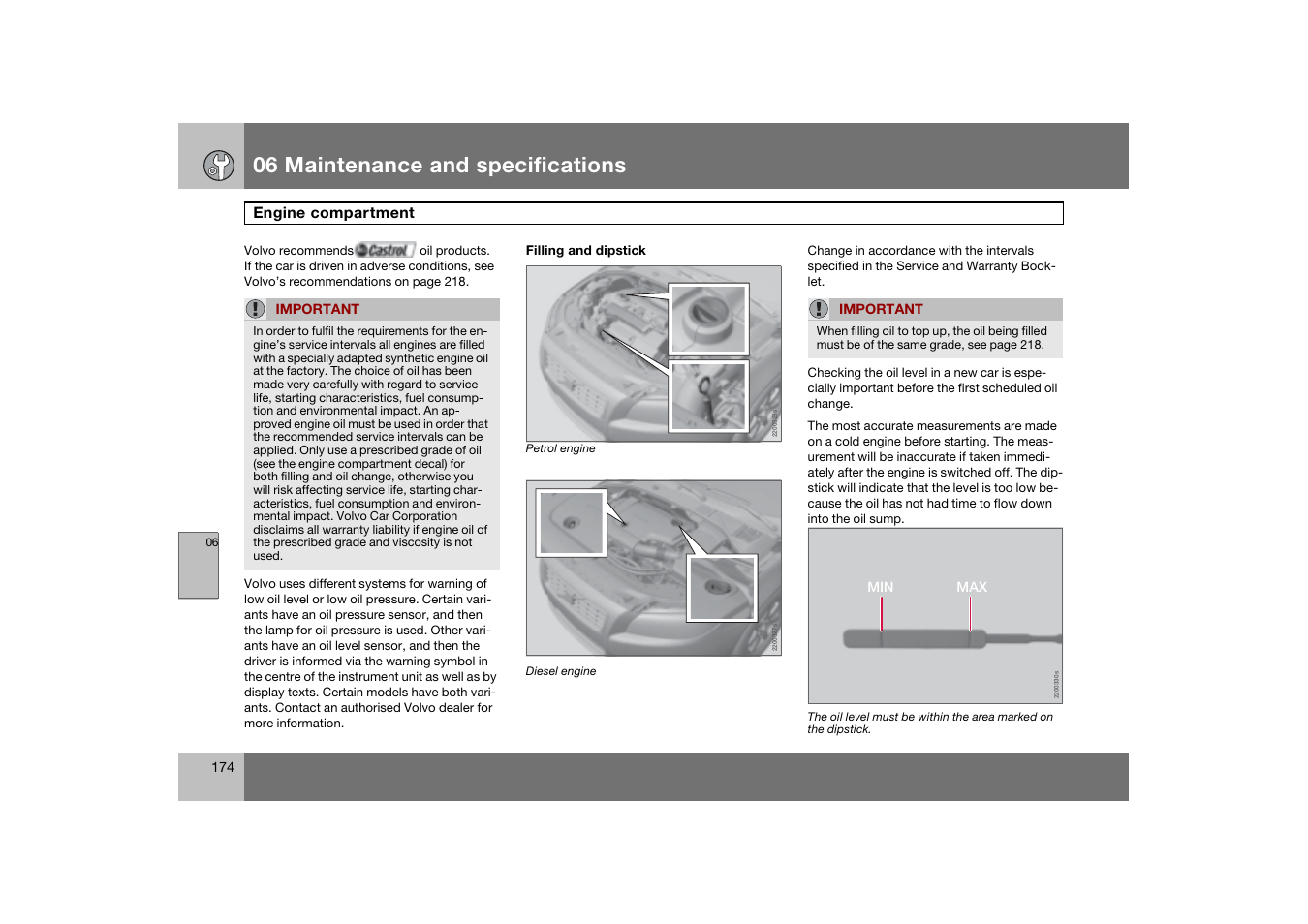 06 maintenance and specifications | Volvo 2007 S80 User Manual | Page 175 / 234