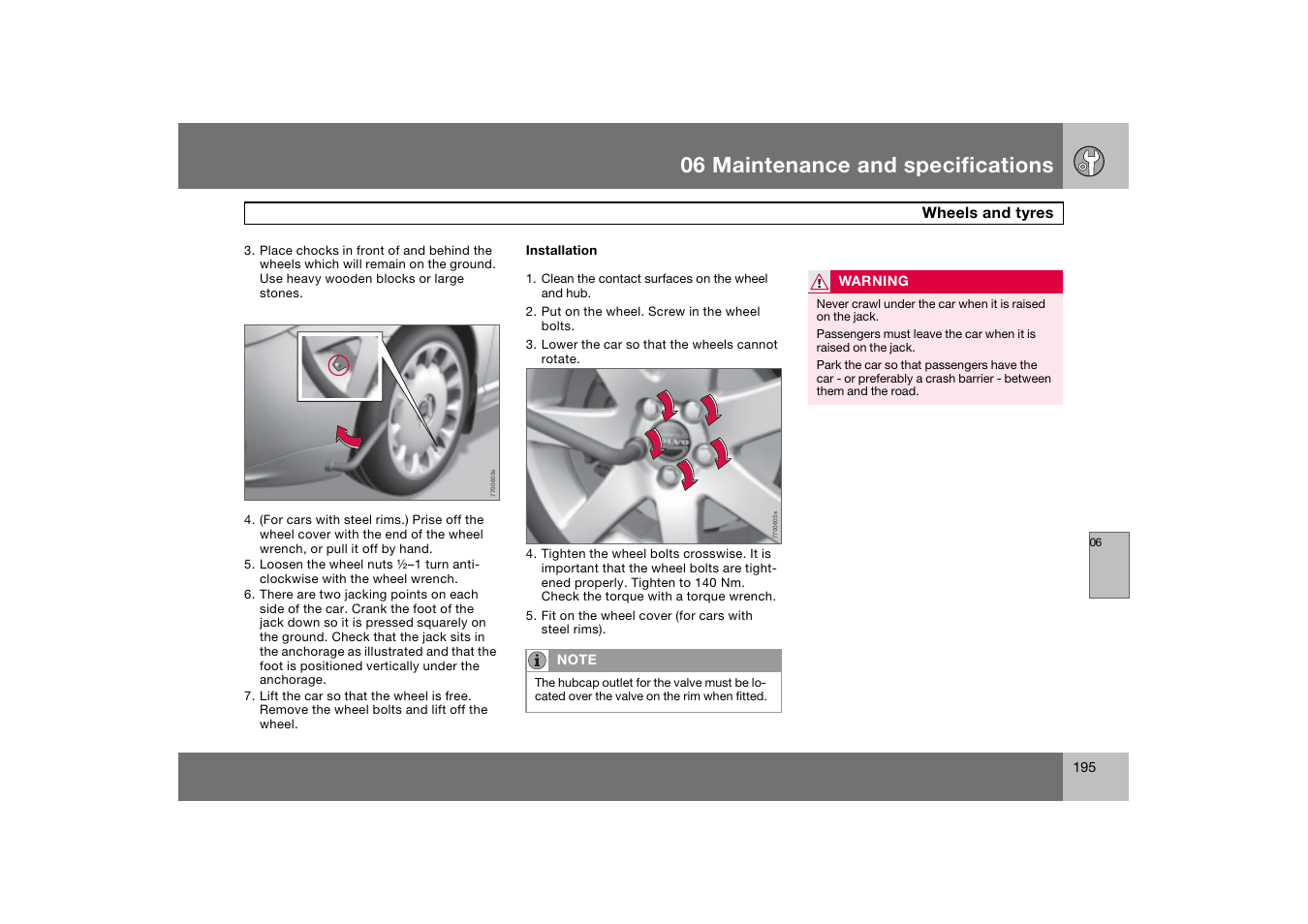 06 maintenance and specifications | Volvo 2007 S80 User Manual | Page 196 / 234